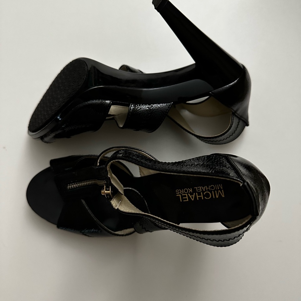 Michael Kors Black Patent Leather Slingback Heels